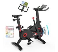 Bluearth Self-Powered Exercise Bike with Dynamic LED Lights - Stable Triangle Frame, Dual-Stage Drive, 300 lbs Capacity, Silent Magnetic Resistance, Compact Indoor Stationary Bike for Home