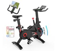 Bluearth Self-Powered Exercise Bike with Dynamic LED Lights - Stable Triangle Frame, Dual-Stage Drive, Silent Magnetic Resistance, Compact Indoor Stationary Bike for Home, 300 lbs Capacity