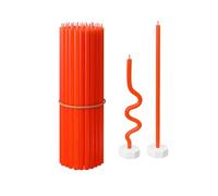 BlueBee Beeswax Candles 40pcs Honey Scented Candle Sticks - Tall Thin Taper Candles Dripless Smokeless - Natural Beeswax Candles for Birthday, Church, Halloween, Christmas(40+2 Candle Holders, Red)