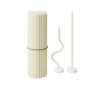 BlueBee Beeswax Candles 40pcs Honey Scented Candle Sticks - Tall Thin Taper Candles Dripless Smokeless - Natural Beeswax Candles for Birthday, Church, Halloween, Christmas(40+2 Candle Holders, White)