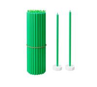 BlueBee Beeswax Candles 40pcs Honey Scented Candle Sticks - Tall Thin Taper Candles Dripless Smokeless - Natural BeesWax Candles for Birthday, Church, Halloween, Christmas (40+2 candle holders, Green)
