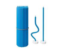 BlueBee Beeswax Candles 40pcs Honey Scented Candle Sticks - Tall Thin Taper Candles Dripless Smokeless - Natural Beeswax Candles for Birthday, Church, Halloween, Christmas(40+2 Candle Holders, Blue)