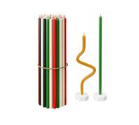 BlueBee Beeswax Candles 40pcs Honey Scented Candle Sticks - Tall Thin Taper Candles Dripless Smokeless - Natural Beeswax Candles for Birthday, Church, Halloween, Christmas(40+2 Candle Holders, Mix)