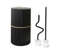 BlueBee Pure Beeswax Candles Bulk Honey Scented - Tall Thin Taper Candles Dripless Smokeless - Natural Bees Wax Candles for Birthday, Church, Halloween, Christmas 18cm (100+4 Candle Holders, Black)