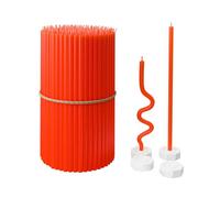 BlueBee Pure Beeswax Candles Bulk Honey Scented - Tall Thin Taper Candles Dripless Smokeless - Natural Bees Wax Candles for Birthday, Church, Halloween, Christmas 18cm (100+4 Candle Holders, Red)