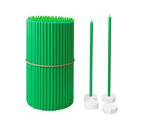 BlueBee Pure Beeswax Candles Bulk Honey Scented - Tall Thin Taper Candles Dripless Smokeless - Natural Bees Wax Candles for Birthday, Church, Halloween, Christmas 18cm (100+4 Candle Holders, Green)