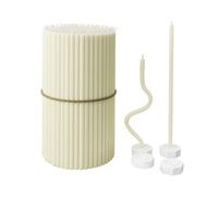 BlueBee Pure Beeswax Candles Bulk Honey Scented - Tall Thin Taper Candles Dripless Smokeless - Natural Bees Wax Candles for Birthday, Church, Halloween, Christmas 18cm (100+4 Candle Holders, White)