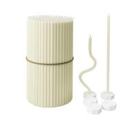 BlueBee Pure Beeswax Candles Bulk Honey Scented - Tall Thin Taper Candles Dripless Smokeless - Natural Bees Wax Candles for Birthday, Church, Halloween, Christmas 18cm (200+5 Candle Holders, White)