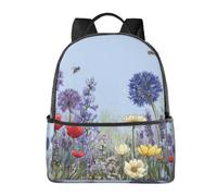 Bluebell Bee Backpack for Women Men Spring Wildflower Teenage School Bag Bookbag Casual Daypack for College Travel Work