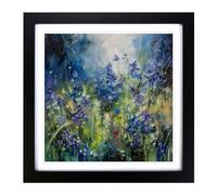 Bluebell Expressionism No.7 Framed Print | 18x18 Inch Black Framed Wall Art | Ready to Hang | Eclectic Historical Picture | Living Room Bedroom Lounge Office