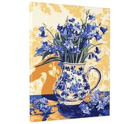 Bluebell Floral Canvas Wall Art, Vibrant Blue Bell Flowers Poster Prints, Spring Aesthetic Decor for Living Room, Bedroom, Kitchen, Unframed 8x12 Inch