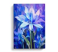 Bluebell Flower Futurism Art Canvas Print | Gallery Wrapped 30mm Frame Wall Art | 30x20 inches | Ready to Hang | Contemporary Floral Picture | Living Room Bedroom Lounge Office