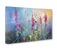 Bluebell Flower Impressionism Canvas Print | Gallery Wrapped 30mm Frame Wall Art | 30x20 inches | Ready to Hang | Impressionist Floral Picture | Living Room Bedroom Lounge Office