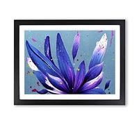 Bluebell Flower Splash Abstract Framed Wall Art Print A2 Black