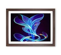 Bluebell Flower Swirl Abstract Framed Print | A3 Walnut Framed Wall Art | Ready to Hang | Abstract Floral Picture | Living Room Bedroom Lounge Office