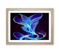 Bluebell Flower Swirl Abstract Framed Print | A4 Oak Framed Wall Art | Ready to Hang | Abstract Floral Picture | Living Room Bedroom Lounge Office