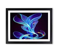 Bluebell Flower Swirl Abstract Framed Wall Art Print A2 Black