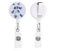 Bluebell Flowers Watercolor Retractable Badge Holder Reel Clip ID Card Holder for Doctor Nurse Student Office Worker