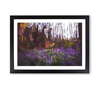 Bluebell Forest in Canterbury in Abstract Framed Print | A2 Black Framed Wall Art | Ready to Hang | Abstract Landscape Picture | Living Room Bedroom Lounge Office