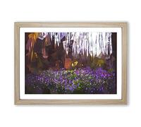 Bluebell Forest in Canterbury in Abstract Framed Print | A2 Oak Framed Wall Art | Ready to Hang | Abstract Landscape Picture | Living Room Bedroom Lounge Office