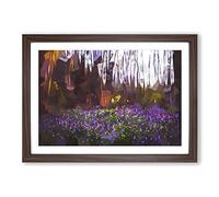 Bluebell Forest in Canterbury in Abstract Framed Print | A2 Walnut Framed Wall Art | Ready to Hang | Abstract Landscape Picture | Living Room Bedroom Lounge Office