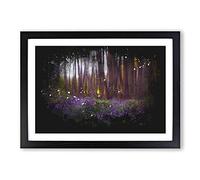 Bluebell Forest in Canterbury Paint Splash Framed Print | A2 Black Framed Wall Art | Ready to Hang | Modern Landscape Picture | Living Room Bedroom Lounge Office