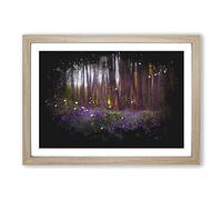 Bluebell Forest in Canterbury Paint Splash Framed Print | A2 Oak Framed Wall Art | Ready to Hang | Modern Landscape Picture | Living Room Bedroom Lounge Office