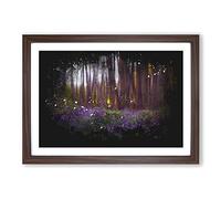 Bluebell Forest in Canterbury Paint Splash Framed Print | A2 Walnut Framed Wall Art | Ready to Hang | Modern Landscape Picture | Living Room Bedroom Lounge Office