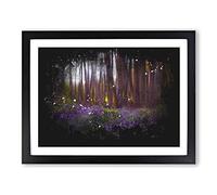 Bluebell Forest In Canterbury Paint Splash Modern Art Framed Print | A2 Black Framed Wall Art | Ready to Hang | Modern Landscape Picture | Living Room Bedroom Lounge Office