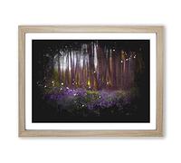 Bluebell Forest In Canterbury Paint Splash Modern Art Framed Print | A3 Oak Framed Wall Art | Ready to Hang | Modern Landscape Picture | Living Room Bedroom Lounge Office