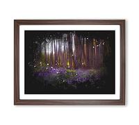 Bluebell Forest In Canterbury Paint Splash Modern Art Framed Print | A4 Walnut Framed Wall Art | Ready to Hang | Modern Landscape Picture | Living Room Bedroom Lounge Office