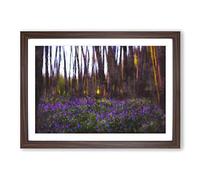Bluebell Forest in Canterbury Painting Framed Print | A2 Walnut Framed Wall Art | Ready to Hang | Modern Landscape Picture | Living Room Bedroom Lounge Office