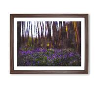 Bluebell Forest In Canterbury Painting Modern Art Framed Print | A2 Walnut Framed Wall Art | Ready to Hang | Modern Landscape Picture | Living Room Bedroom Lounge Office