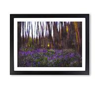 Bluebell Forest In Canterbury Painting Modern Art Framed Print | A3 Black Framed Wall Art | Ready to Hang | Modern Landscape Picture | Living Room Bedroom Lounge Office
