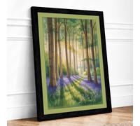 Bluebell Forest Light Scandinavian Framed Wall Art Print A2 Black | Ready to Hang, Premium Gi Paper, Fade-Resistant Inks, Securely Packaged, UK Made