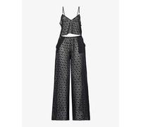 Bluebella Womens Black Cassat Cami Semi-sheer Woven Pyjama Set 8