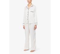Bluebella Womens Bluebella Claudia Relaxed-Fit Satin Pyjamas Cream 12