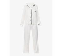 Bluebella Womens Bluebella Claudia Relaxed-Fit Satin Pyjamas Cream 16