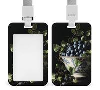 Blueberries in an Antique Porcelain Bowl ID Badge Holder Retractable Clip Card Holder Card Protector Name Badge Name Tag for Work Office Doctor Nurse