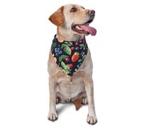 Blueberries Strawberry Fruits Printed Graphic Pet Triangle Scarf For Dogs & Cats, Adjustable Cute Pet Bandana For & Photo Shoots