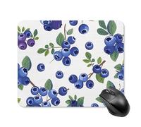 Blueberries with Leaves Mouse Pad Square Laptop Mouse Mat Cute Computer Mousepad Keyboard Pad Non-Slip Desk Pads for Gaming Office Work Home 20 * 25cm