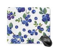 Blueberries with Leaves Mouse Pad Square Laptop Mouse Mat Cute Computer Mousepad Keyboard Pad Non-Slip Desk Pads for Gaming Office Work Home 25 * 30cm