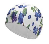 Blueberries with Leaves Swim Cap for Women Men Swimming Hat Bath Waterproof Pool Caps for Long Thick Curly Hair