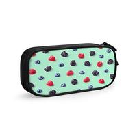Blueberry BlackBerry and Raspberry Large Capacity Pen Pencil Case Nature Autumn Digital Artistic Fruits Simple Stationery Bag Holder for School Office Student Girls Boys