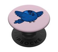 Blueberry & Blue Jay Cute Nature Design | Bird and Berry Art PopSockets Adhesive PopGrip