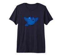Blueberry & Blue Jay Cute Nature Design | Bird and Berry Art Premium T-Shirt