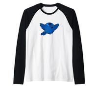 Blueberry & Blue Jay Cute Nature Design | Bird and Berry Art Raglan Baseball Tee