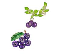 Blueberry Brooch Pin Green Leaves Fruit Lapel Pin Fruit Blueberries Brooches Badges Pins BLP01, One Size, Metal, no gemstone
