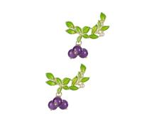 Blueberry Brooch Pin Green Leaves Fruit Lapel Pin Fruit Blueberries Brooches Badges Pins BLP01, One Size, Metal, no gemstone