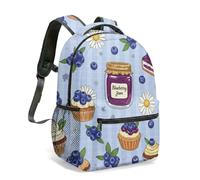 Blueberry Cupcake Daisy 16 Inch Kids Backpack for School Girls All Over Print Gingham Pattern Sweet Cute Floral Bag (01)